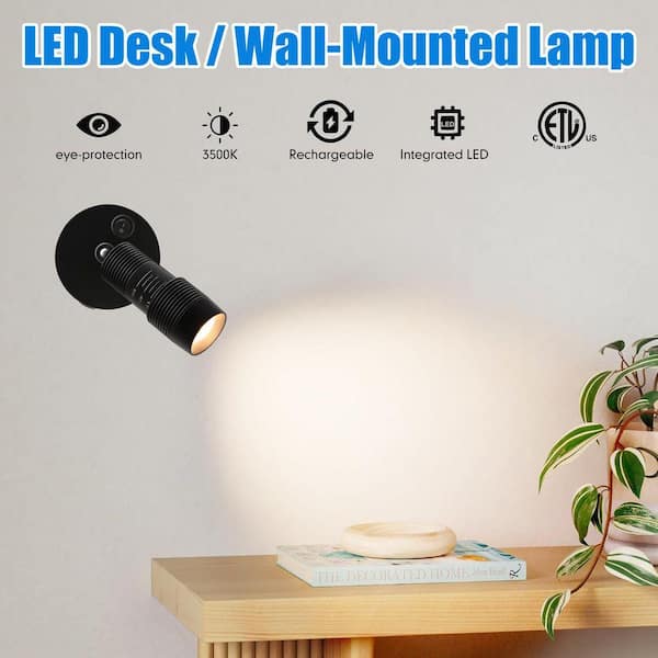 Lecoht 3.35 in. Black Integrated LED Spotlight Desk Task and