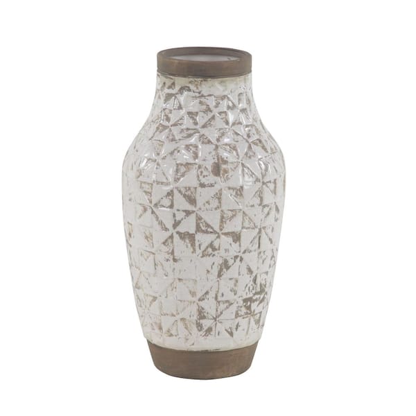 Litton Lane 16 in. White Ceramic Decorative Vase