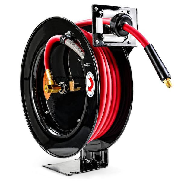 3/8 in. x 50 ft. Commercial Steel Air Hose Reel SBR Rubber Hose