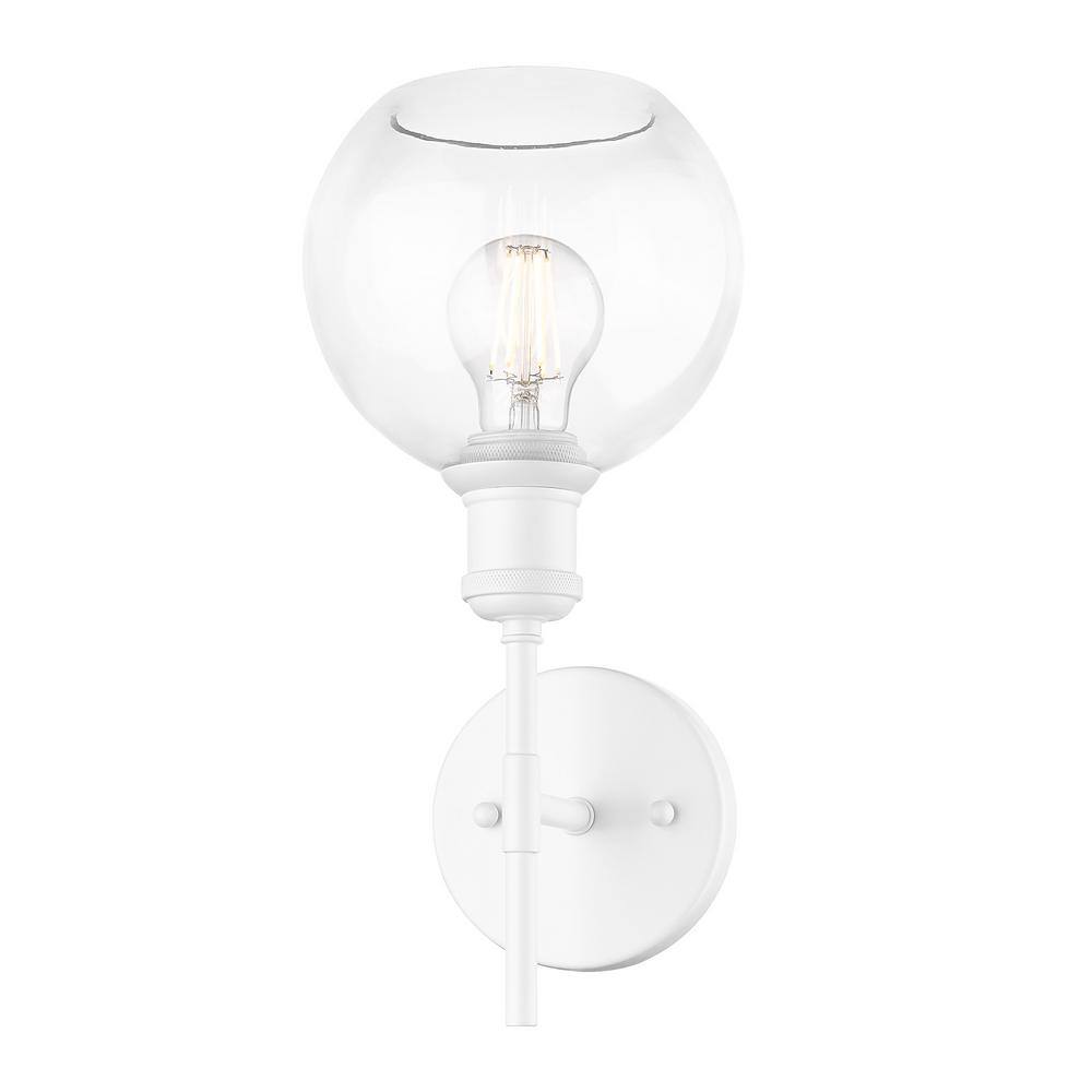 Axel Matte White and Clear Glass Globe Wall Sconce