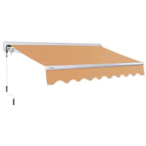 12 ft. Luxury Series Semi-Cassette Manual Retractable Patio Awning, Khaki (10 ft. Projection)