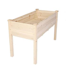 21.6 in. D x 47.2 in. W x 29.5 in. H Light Wood Wooden Raised Planter Box