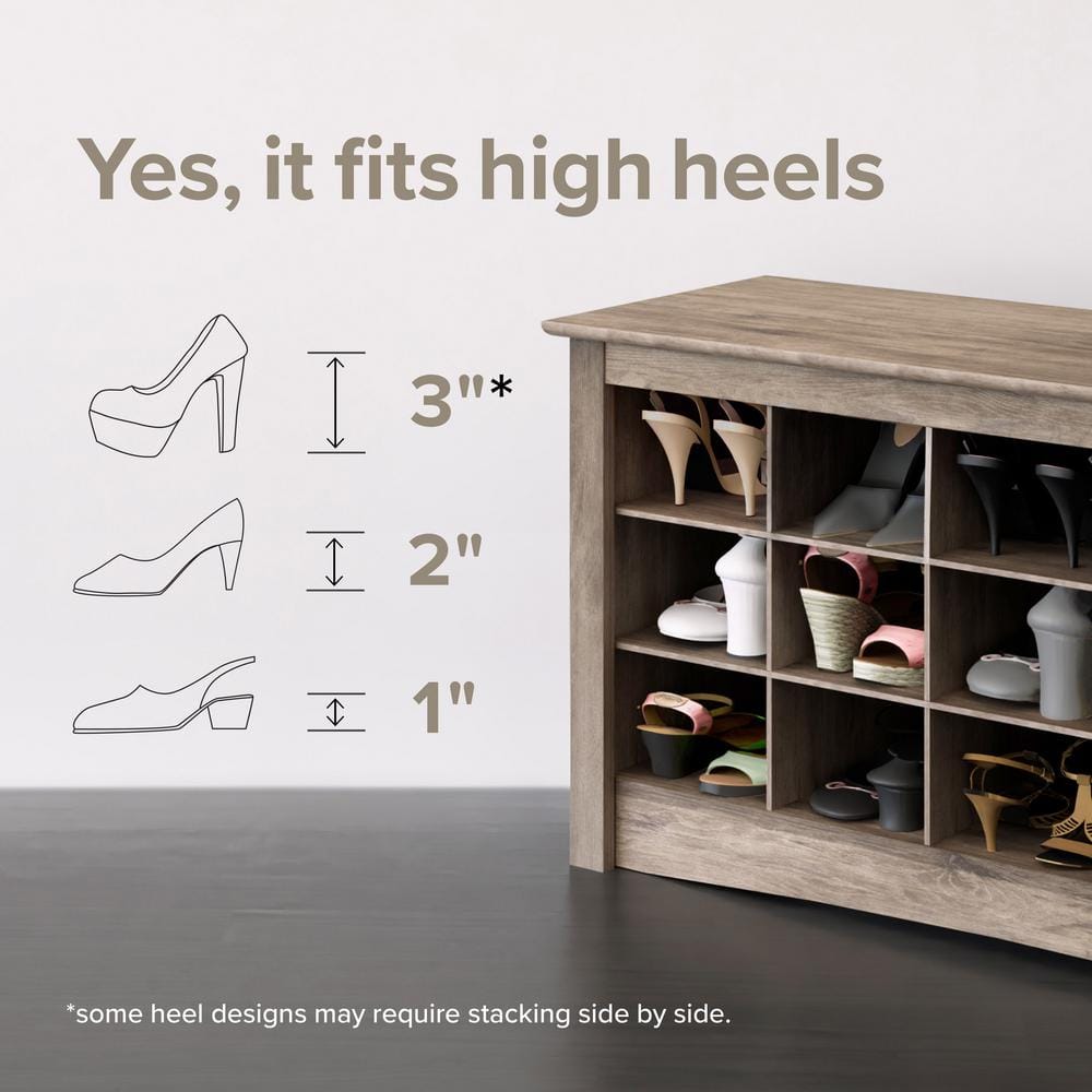 White 16-Cubby Entryway Shoe Storage Cabinet with Drawer