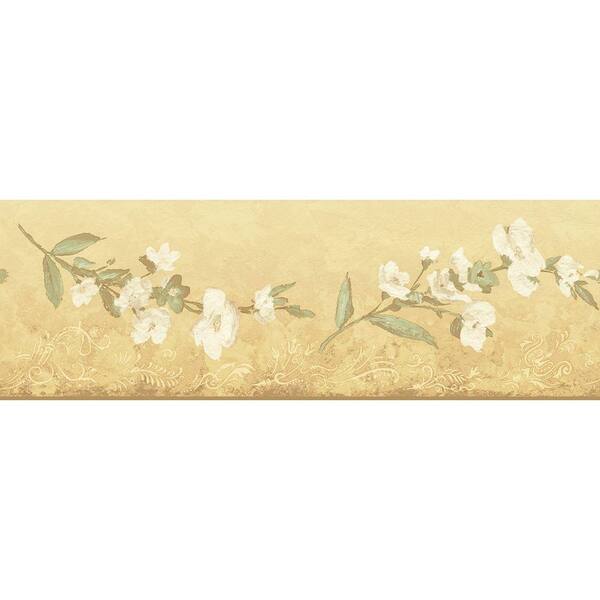 The Wallpaper Company 6.83 in. x 15 ft. Yellow Transitional Blossom Border
