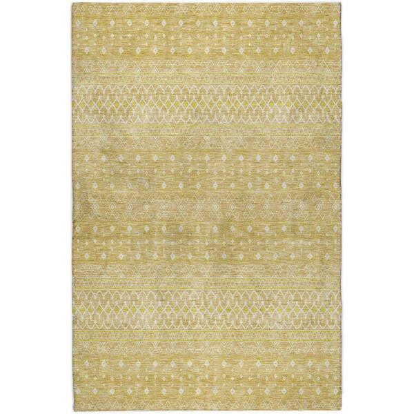 Dream Shag Premium Machine Washable Abstract ADS709 Gold 9 ft. x 12 ft. Area Rug