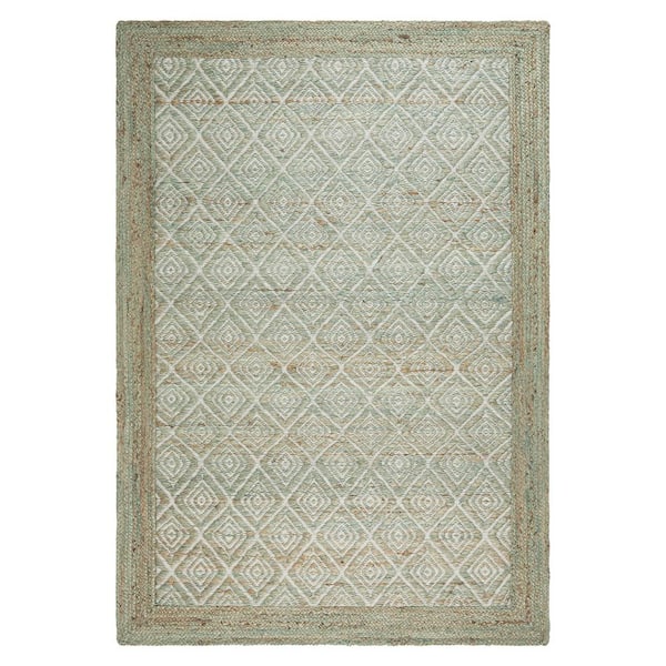 Nalani Textured Diamond 100% Jute Green 6 ft. x 9 ft. Area Rug