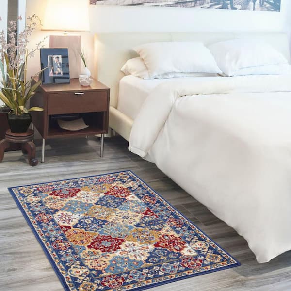 Grafix Multicolor 3 ft. x 5 ft. Persian Medallion Traditional Kitchen Area Rug