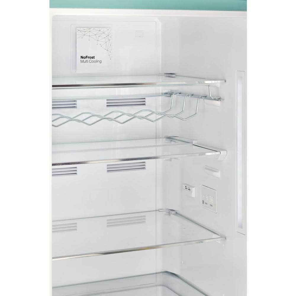 Ocean Mist Turquoise Retro Bottom Freezer Refrigerator with Ice Maker