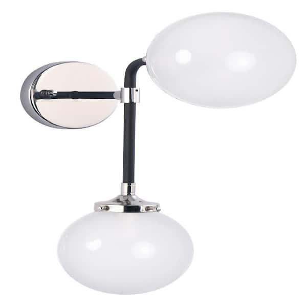Atom 6 in. 2-Light Black/Polished Nickel Wall Sconce