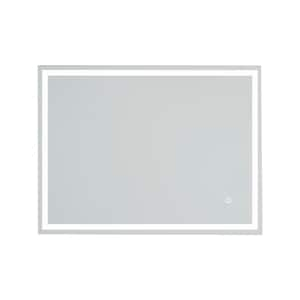 32 in. W x 24 in. H Rectangular Frameless Wall-Mount Anti-Fog Bluetooth LED Light Bathroom Vanity Mirror in Silver