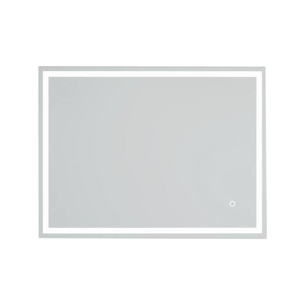 Unbranded 32 in. W x 24 in. H Rectangular Frameless Wall-Mount Anti-Fog Bluetooth LED Light Bathroom Vanity Mirror in Silver