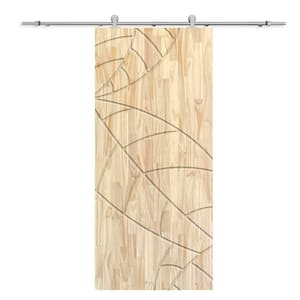 38 in. x 80 in. Natural Solid Wood Unfinished Interior Sliding Barn Door with Hardware Kit