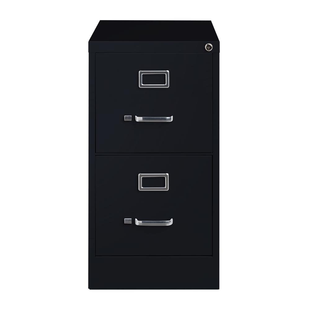 Black Steel Vertical 2-Drawer Lockable File Cabinet