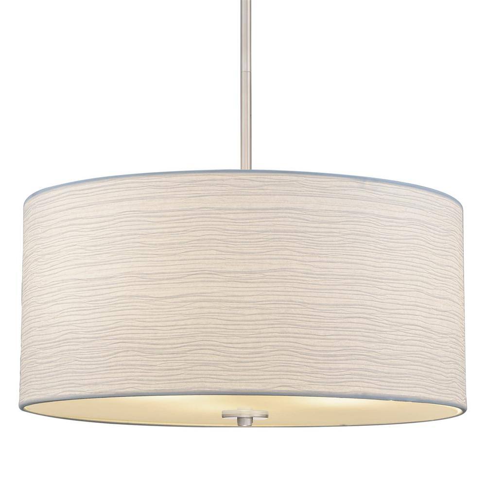 Pearl 60-Watt 3-Light Brushed Nickel Contemporary Chandelier with White Shade, No Bulb Included price history on PriceWatchPro