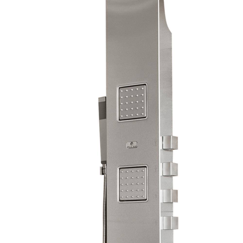 Waimea Brushed Stainless Steel Shower Panel with Rainfall Showerhead