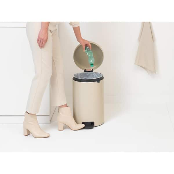 Brabantia NewIcon 5.3 Gal. (20 l) Soft Beige Step On Trash Can
