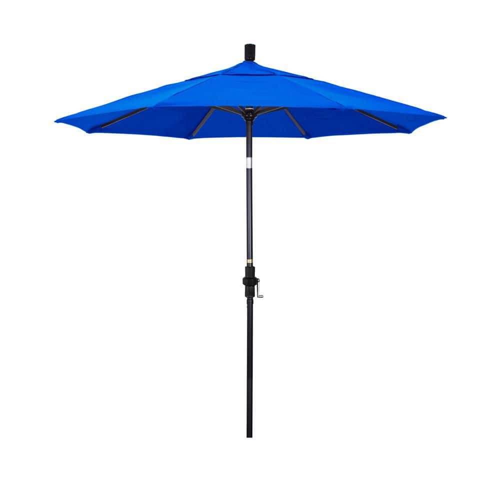 7.5 ft. Black Aluminum Market Patio Umbrella with Collar Tilt Crank Lift in Pacific Blue Sunbrella price history on PriceWatchPro