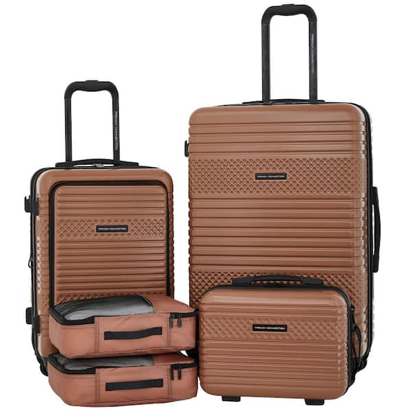 French Connection 5-Piece Warm Truffle Expandable Hardside Luggage Set w/Spinners, TSA and USB Systems
