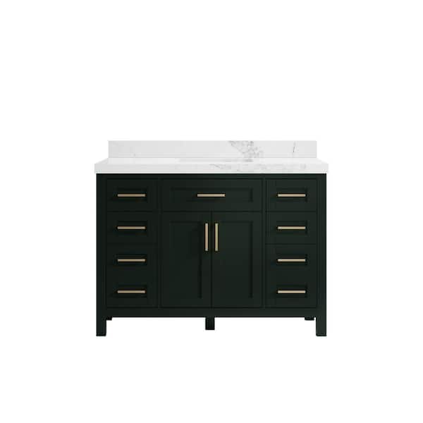 Willow Collections Cambridge 48 in. W x 22 in. D x 36 in. H Bath Vanity in Dark Green with 2 in Calacatta Nuvo Top