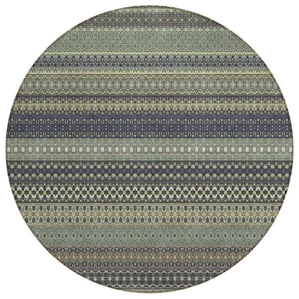 HomeRoots Sage 8 ft. Round Woven Striped Polyester Round Indoor/Outdoor ...