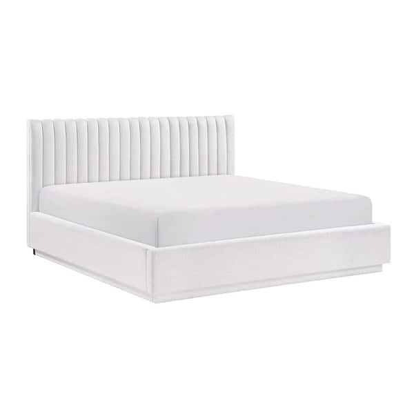Lazzara Bethel Natural White Wood Frame Textured Upholstery California King Platform Bed