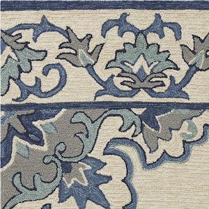 Charlie 3 X 5 ft. Ivory/Blue Moroccan Indoor/Outdoor Area Rug