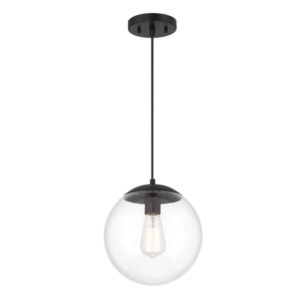 Modern Black Globe Pendant Light with Clear Glass Shade