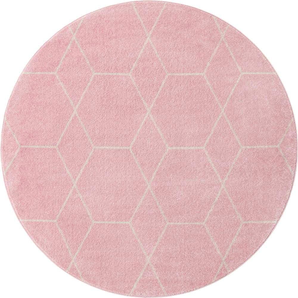 Trellis Frieze Geometric Light Pink 7 ft. x 7 ft. Area Rug price history on PriceWatchPro