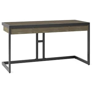 Erina Solid Acacia Wood Industrial 60 in. Wide Writing Office Desk in Distressed Grey