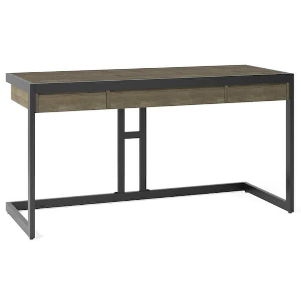 60 in. Black Sand Metal Industrial Modern Rustic Storage Writing Desk