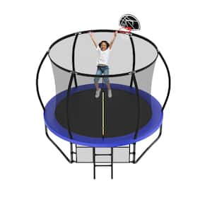 Blue 10 ft. Outdoor Trampoline for Kids and Adults with Enclosure Net