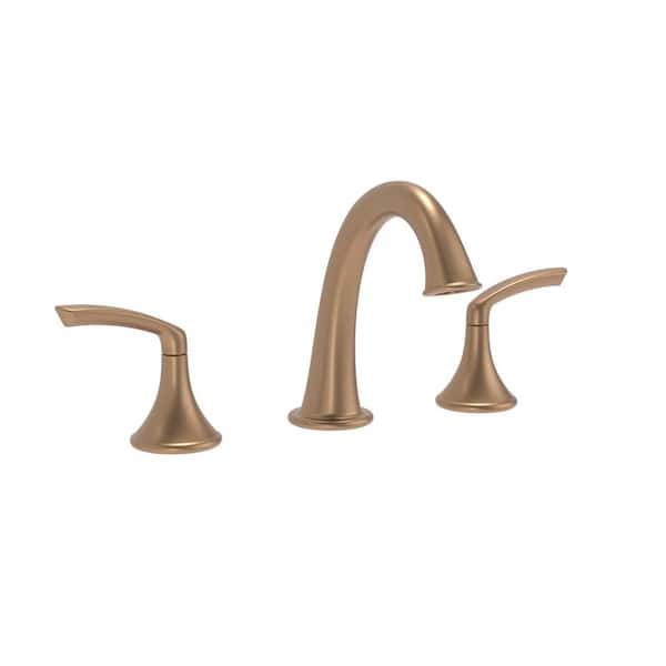 Symmons Elm 8 in. Widespread 2-Handle Bathroom Faucet with Push Pop Drain in Brushed Bronze