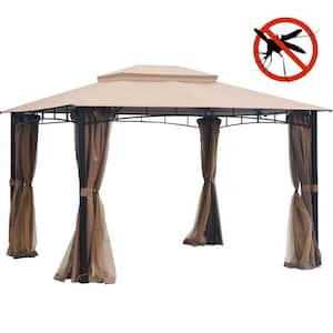 10 ft. x 12 ft. Softtop Metal Grill Gazebo with Mosquito Net, heavy-duty Outdoor Double Roof Canopy