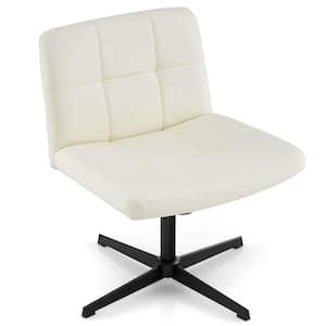 Faux Leather and Foam Cushioned Ergonomic Guest Chair in Beige with No Arms