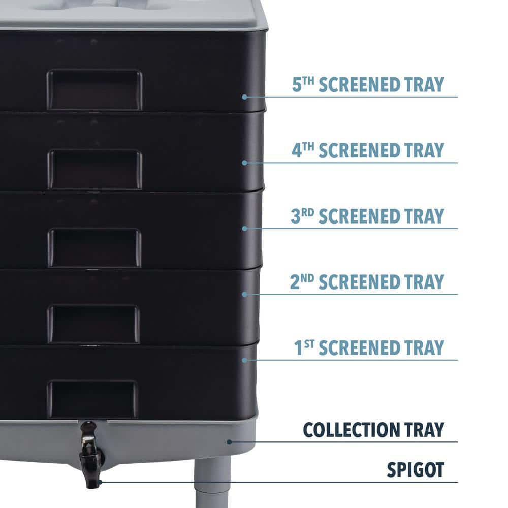 Landon Black 5-Tray Worm Composting Bin Starter Kit