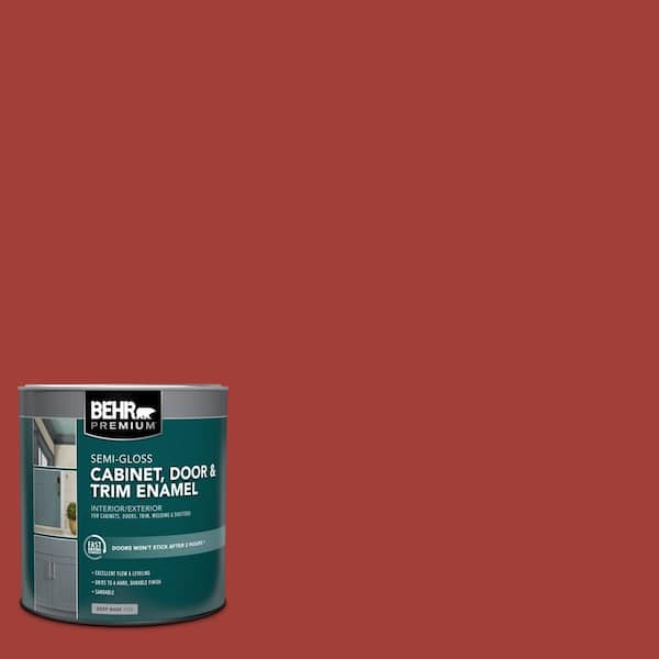 BEHR PREMIUM 1 qt. #PPU2-16 Fire Cracker Semi-Gloss Enamel Interior/Exterior Cabinet, Door & Trim Paint