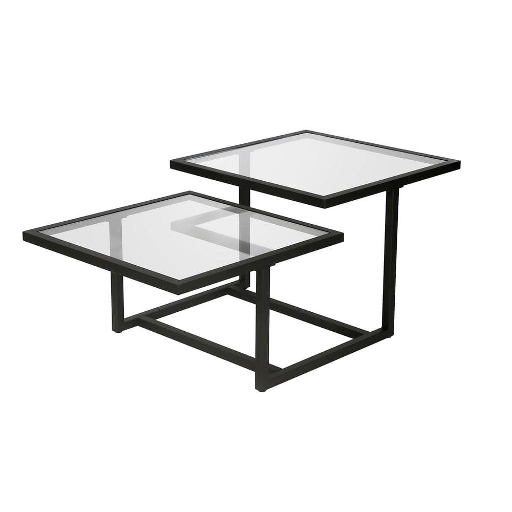 Amalie Blackened Bronze Rectangular Glass Coffee Table, 43"W