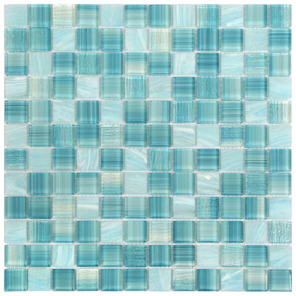 Jayla Sea 4 in. x 0.24 in. Polished Glass Wall Mosaic Tile Sample price history on PriceWatchPro