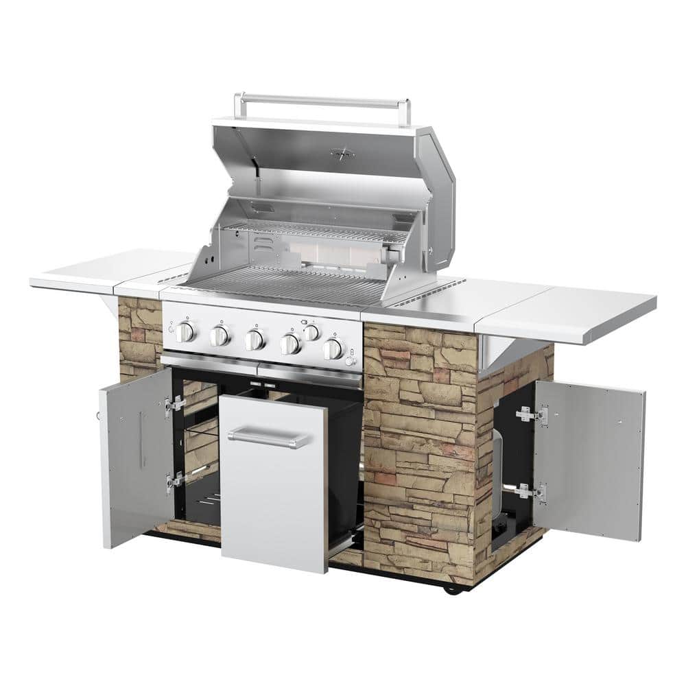 Spire 5-Burner Stainless Steel Propane BBQ Grill Island