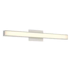 Vantage 30 in. 1-Light Brushed Nickel CCT LED Vanity Light Bar with Double Layer Clear and White Acrylic Shade