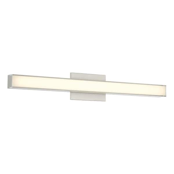 Vantage 30 in. 1-Light Brushed Nickel CCT LED Vanity Light Bar with Double Layer Clear and White Acrylic Shade