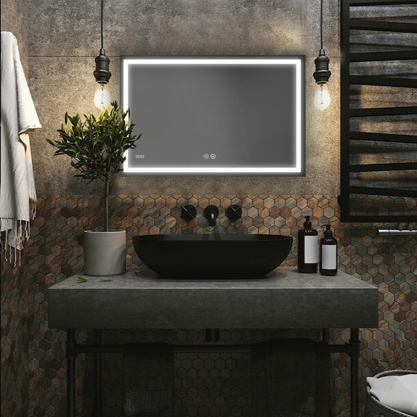 Daytona 40.00 in. W x 36.00 in. H Rectangular Frameless Wall Mount LED Light Bathroom Vanity Mirror with Mirror Defogger