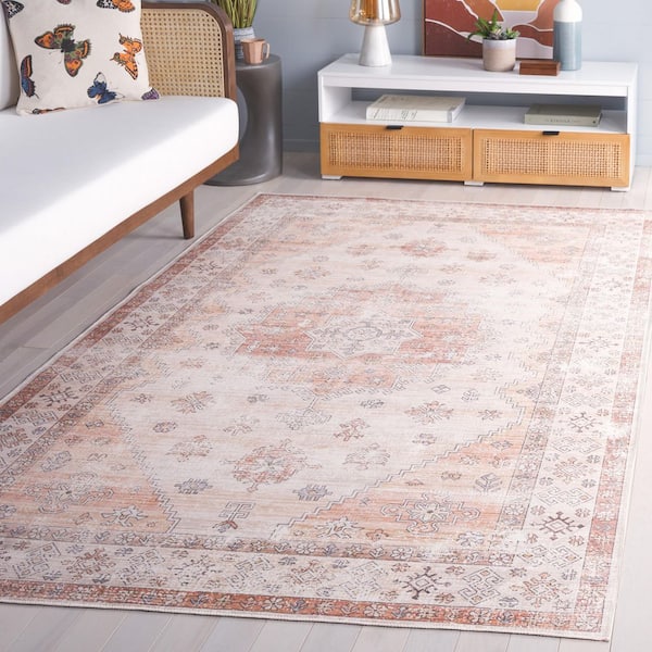 Arizona 8 ft. x 10 ft. Beige/Rust Machine Washable Distressed Traditional Area Rug
