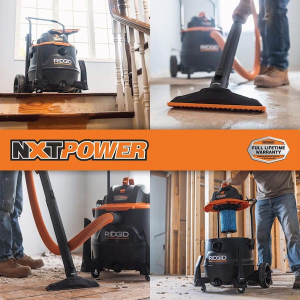 16 Gal. 7.0 Peak HP NXT Power Shop Vacuum HD1900 Wet Dry Vac with Filter, Wet Debris Bags, Pro Hose, and Accessories