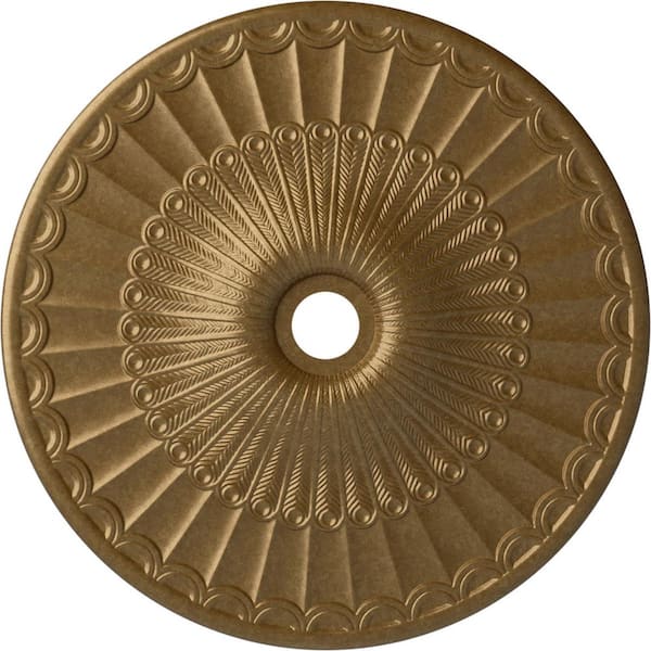 Ekena Millwork 2-3/8 in. x 36-5/8 in. x 36-5/8 in. Polyurethane Galveston Ceiling Moulding, Pale Gold