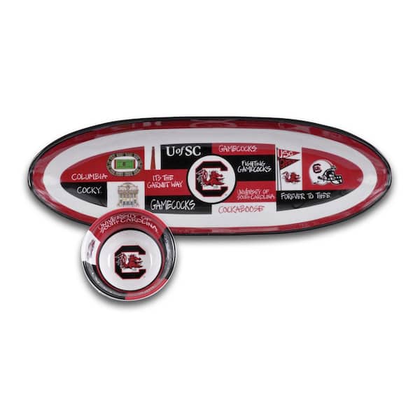 South Carolina 20 in. Assorted Colors Melamine Oval Chip and Dip Server (Set of 2)