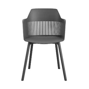CosmoLiving by Cosmopolitan Camelo Collection Black Slat Back Resin Outdoor Dining Chair (2-Pack)