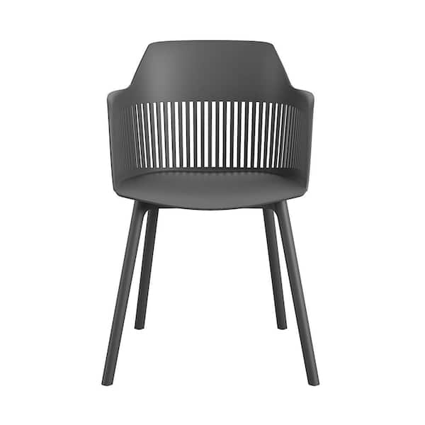 Cosco CosmoLiving by Cosmopolitan Camelo Collection Black Slat Back Resin Outdoor Dining Chair (2-Pack)