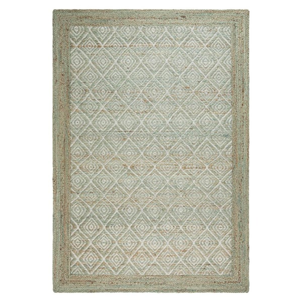 Nalani Textured Diamond 100% Jute Green 5 ft. x 7 ft. Area Rug