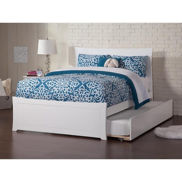 AFI Metro Full Platform Bed with Matching Foot Board with Twin Size Urban Trundle Bed in White